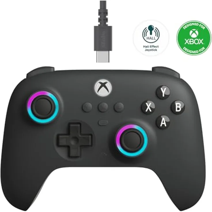 8bitdo Ultimate C, kabelgebundener Gaming Controller mit Hall-Effekt-Joysticks und Vibration, grau, kompatibel mit Xbox und Windows