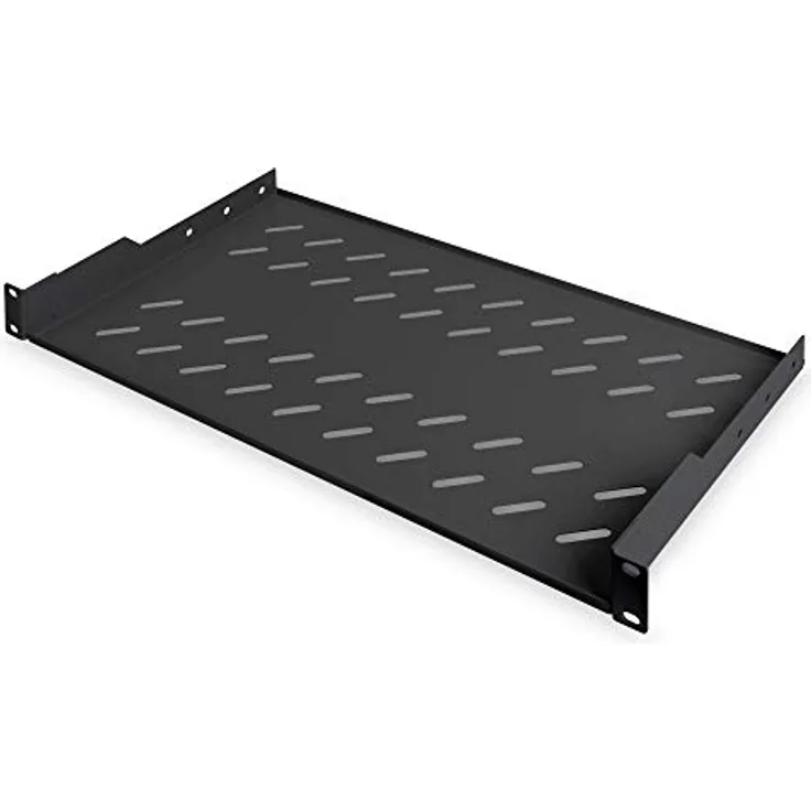 DIGITUS Professional DN-19 TRAY-1-SW - Fachboden zum Festeinbau in 19" Schränke - Traglast 15 kg - ab 450 mm Schranktiefe - 1HE - Farbe schwarz