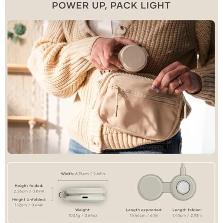Satechi OntheGo 2-in-1 Wireless Charger, mobiler Qi2 Ladegerät mit 15 W für iPhone und 5 W für Apple Watch, faltbares Design, Weiss – Bild 4