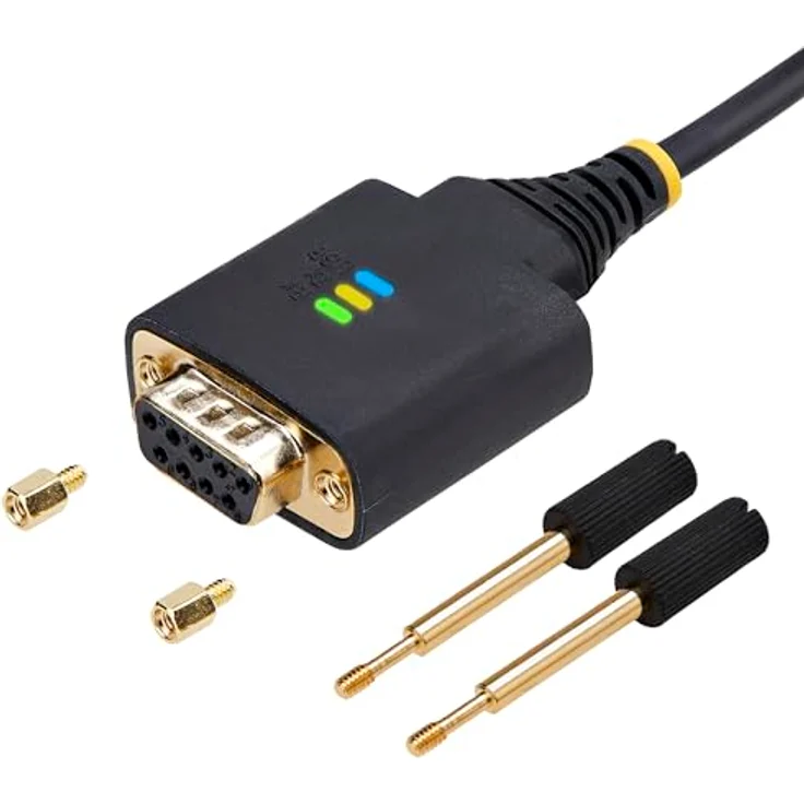 StarTech.com USB zu Null Modem Serial Adapter Kabel, 2m, FTDI, RS232, USB (M) zu DB-9 (W), schwarz, mit LED-Anzeigen – Bild 1
