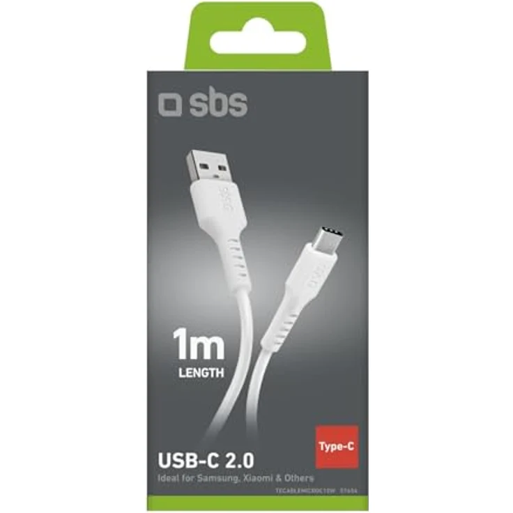 SBS USB-A auf USB-C Daten- und Ladekabel, 1m, schnelle Datenübertragung bis 480 MBit/s, weiß – Bild 7