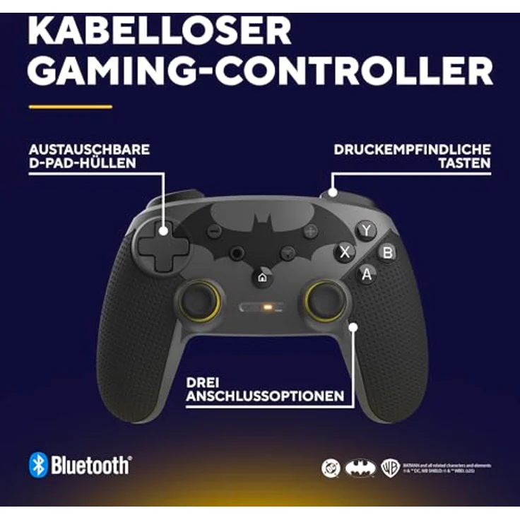Trust MUTA Wireless Controller Batman, Multiplattform-Gaming Controller für PC, iOS, Switch und Android, gelb und schwarz, wiederaufladbar mit programmierbaren Tasten und Vibrationsfunktion – Bild 3