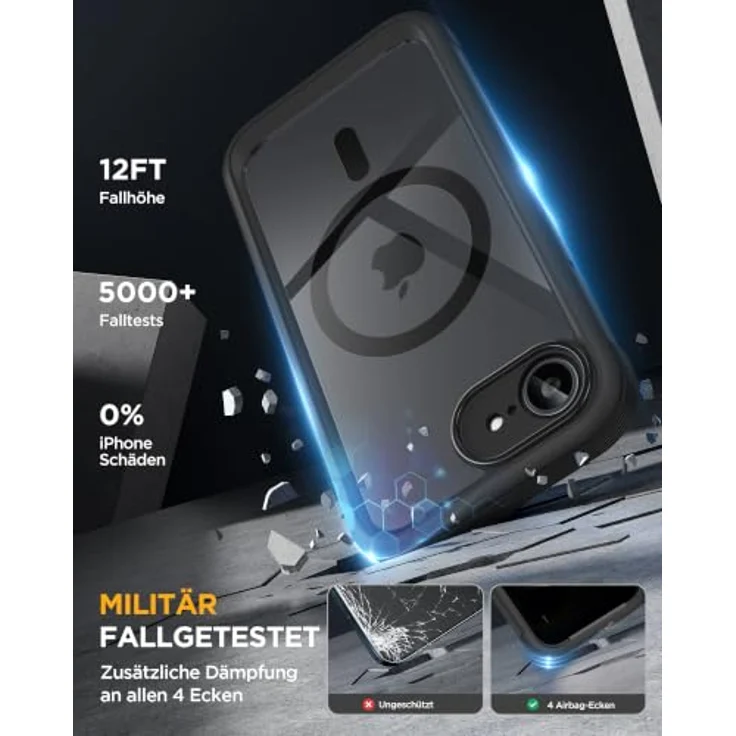 Miracase iPhone 17e/16e Hülle, 360° Ganzkörper-Schutz mit ANTI-SPY Schutzfolie und kompatiblen MagSafe-Magneten – Bild 4