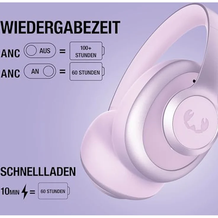 Fresh'N Rebel Clam Ace 2, Kabellose Kopfhörer mit Aktiver Geräuschunterdrückung, 100 h Akkulaufzeit, Dreamy Lilac – Bild 7