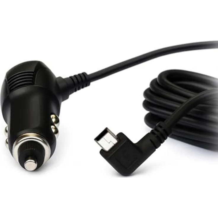 Bolwins G63C KFZ Auto Ladegerät Adapter Kabel 3,5 m – USB & Mini-USB 90° Links Winkelstecker – ideal für Mobiltelefone und Navigationsgeräte, schwarz – Bild 1