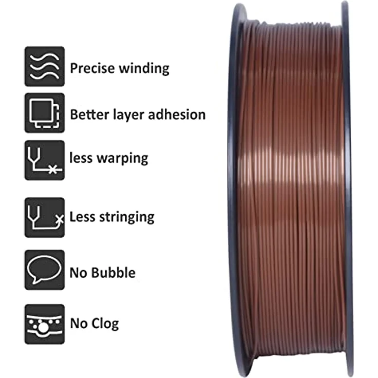 GEEETECH PLA Filament 1.75mm, 1kg Spule, braun, Vakuumverpackt, umweltfreundlich, Drucktemperatur 190-220℃ – Bild 4