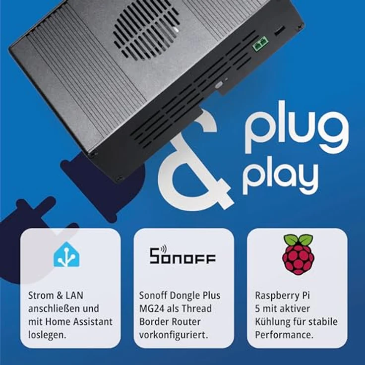 smattex Plug & Play Set Black, Raspberry Pi 5 mit vorinstalliertem Home Assistant, Antenne, 8 GB RAM, 256 GB SSD, WiFi, Bluetooth, Matter, Zigbee optional – Bild 5