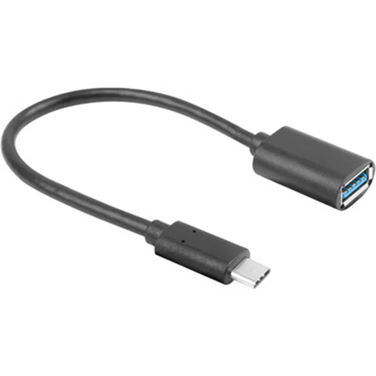 Lanberg USB 3.0 auf USB-C Adapter, 15 cm, schwarzer OTG Daten- und Ladeanschluss, kompakt und hochgeschwindigkeit bis 5 Gb/s