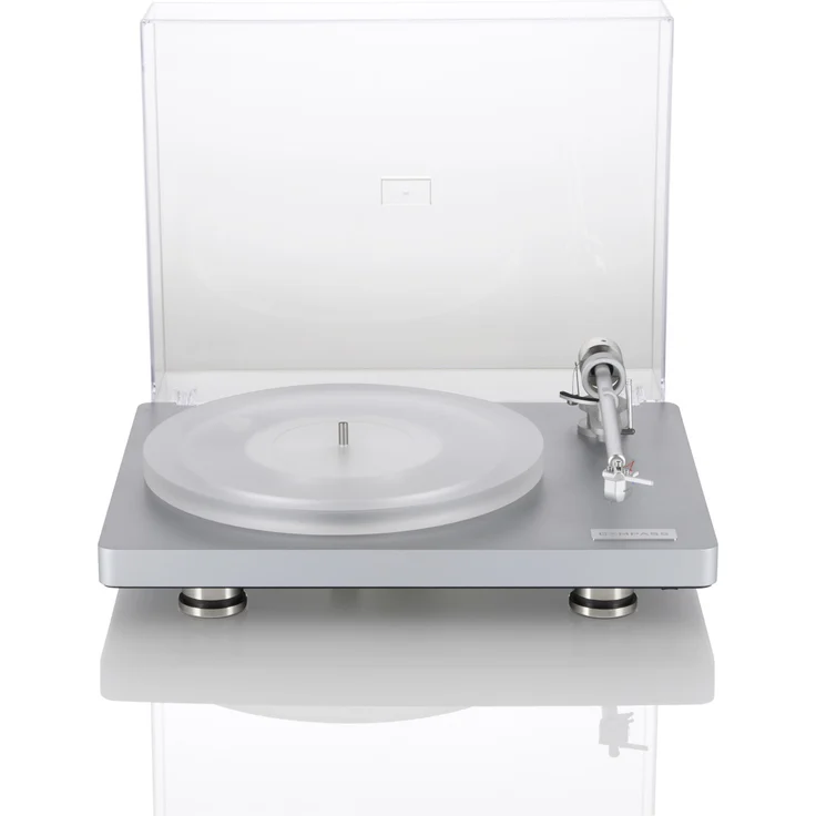 Clearaudio Compass Plattenspieler mit Riemenantrieb, resonanzoptimiertem Gehäuse, Präzisionslager, 12V-Motor und Acryl-/Aluminium-Teller