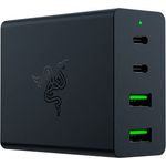 Razer USB-C GaN Charger - Portables Schnellladegerät (2X USB-C, 2X USB-A mit US, EU und UK-Anschlüssen) Schwarz, RC21-01700100-R3M1