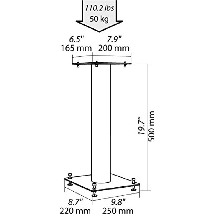Norstone Lautsprecherständer Stylum, stabil aus Metall, bis 50kg belastbar, Paarpreis (Stylum 1 (50cm), Weiß (matt)) – Bild 2