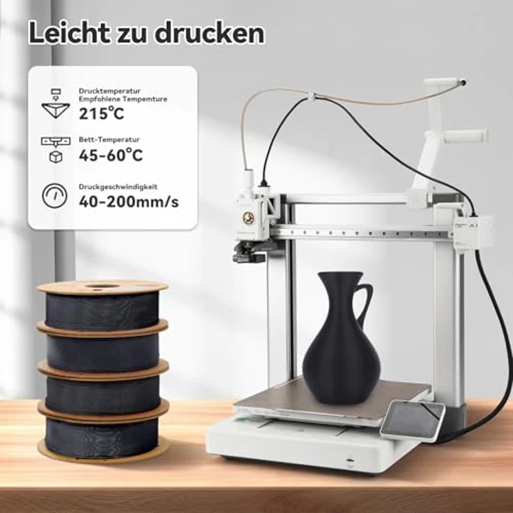 3DHoJor Matte PLA Filament Schwarz 1,75mm, 4KG, hohe Zähigkeit – Bild 2