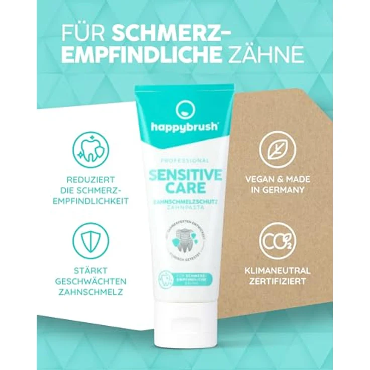 happybrush® Professional Zahnpasta 1x SensitiveCare mit Kräuter Geschmack und 1x Repair&Care - für sensitive/schmerzempfindliche Zähne - Doppelpack (2x 75ml) – Bild 3