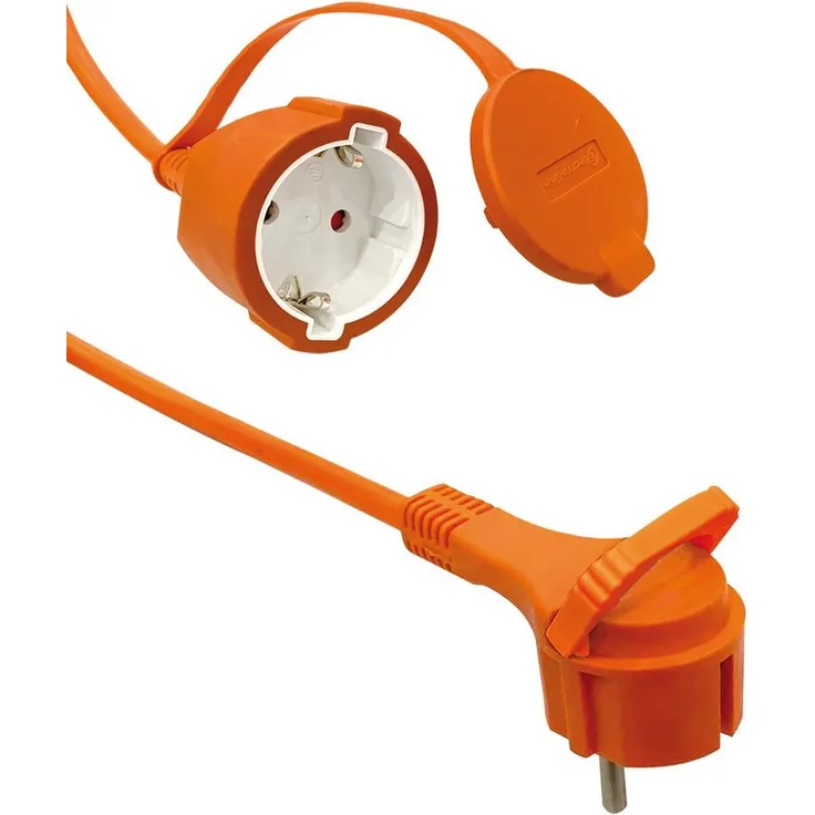 Maxtrack Verlängerungskabel CEE7/7, 20 m, Schutzkontakt-Flachstecker für Außenbereich, orange mit Klappgriff