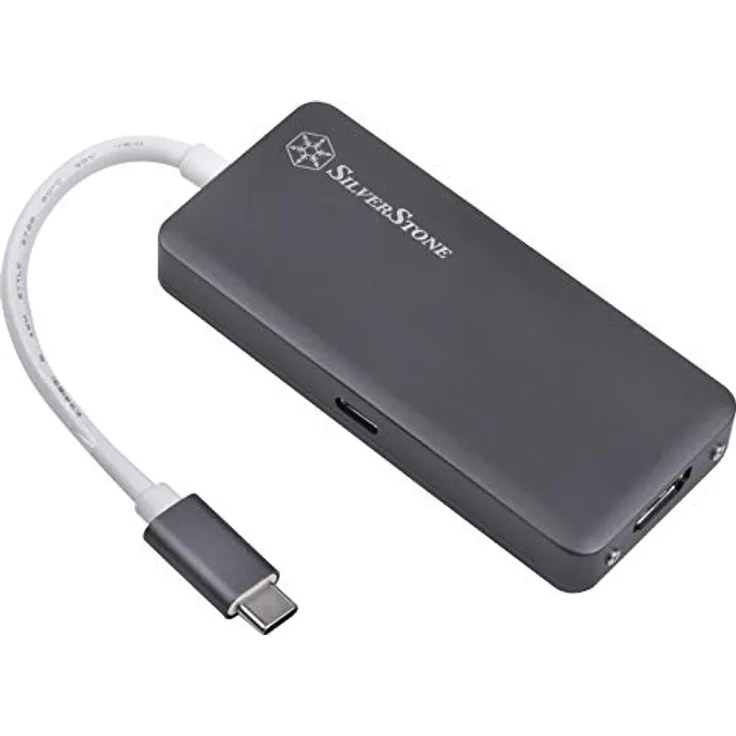 Silverstone Sst-EP14C - Adapter USB 3.1 Type-C Gen1 zu HDMI (Auflösung bis zu 4096 x 2160 @ 30Hz), 3x USB 3.1 Gen 1 Typ-A, 1x USB 3.1 Gen 1 Typ-C (PD 2.0 Laden), dunkelgrau