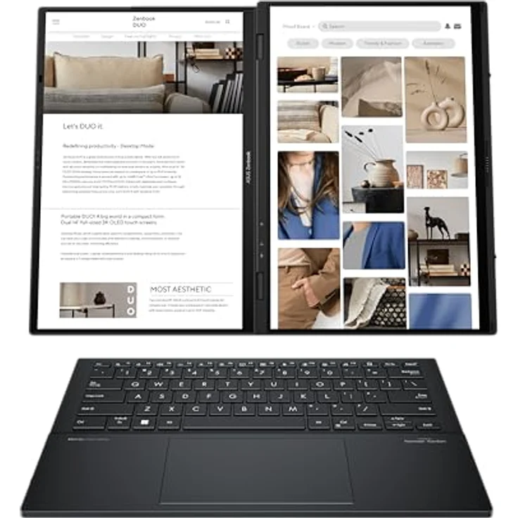 ASUS Zenbook Duo OLED Laptop | 14" WQXGA+ 120Hz/0,2ms OLED Display | Intel Core Ultra 9 | 32 GB RAM | 1 TB SSD | Intel Arc | Windows 11 | QWERTZ Tastatur | Inkwell Gray – Bild 2