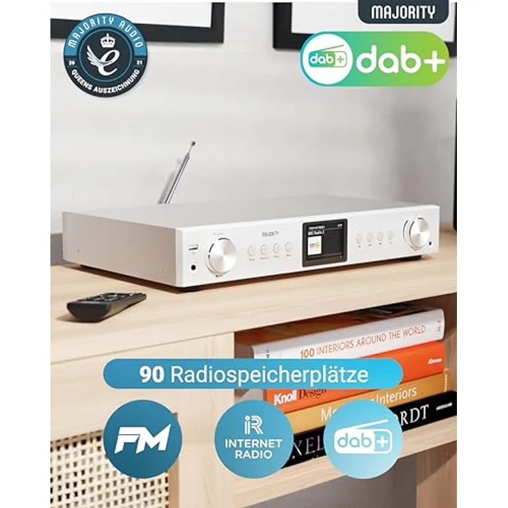 MAJORITY Fitzwilliam, DAB Plus Internetradio WLAN Tuner mit Bluetooth, Spotify Connect & Farbdisplay, Silber – Bild 4