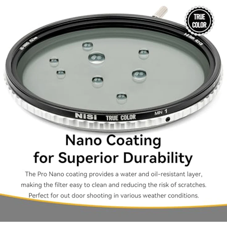 NiSi 86mm True Color Variabler ND Filter 1-5 Blenden (ND2-ND32), Neutral Graufilter mit Multi-Nano-Beschichtung und anti-reflektiven Eigenschaften – Bild 4