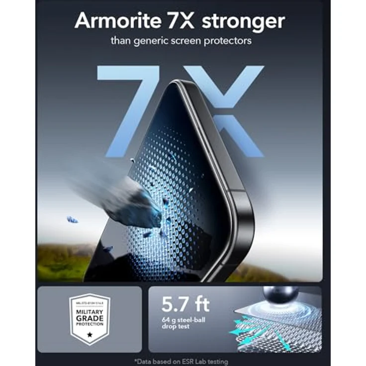 ESR Armorite für iPhone 16/15, Panzerglas Displayschutzfolie, 3 Stück, gehärtetes Glas, blasenfrei, militärischer Schutz, inkl. UltraFit Montagehilfe und Reinigungsset – Bild 5