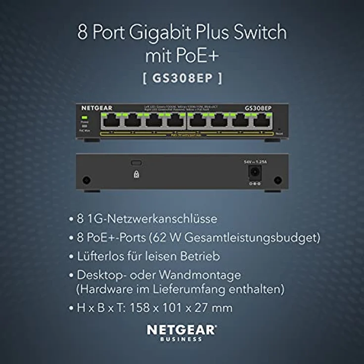 NETGEAR 8PT GE Plus Switch W-POE+ – Bild 2