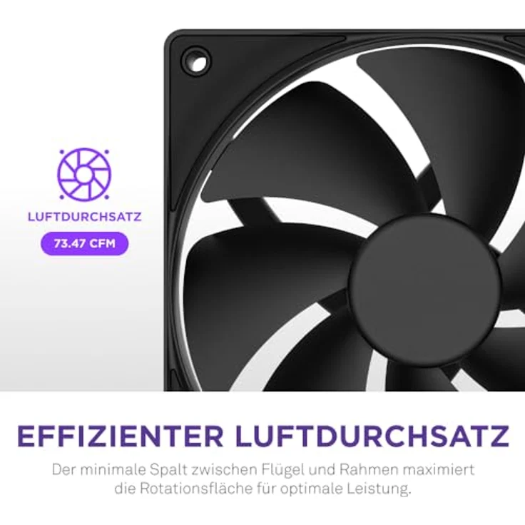 NZXT F120P | 120 mm Gehäusekühler mit statischem Druck | Ideal für Radiatoren und Kühlkörper | Hoher statischer Druck | Hinten abgeschrägter Einlass | Hydrodynamische Gleitlager | PWM | Schwarz – Bild 3
