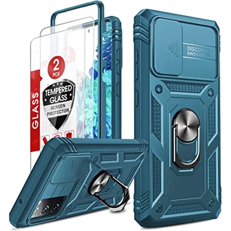 LeYi Handyhülle für Samsung Galaxy S20 FE 5G/4G, Tough Armor Schutzhülle mit Kameraschutz & 2 Schutzfolien, Full 360 Grad Standfunktion, Militär Blau – Bild 1
