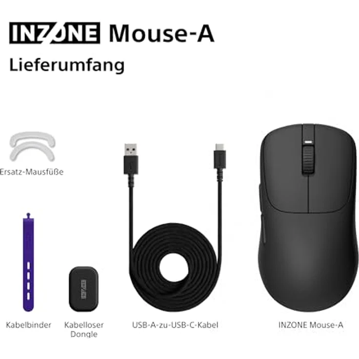 SONY INZONE Mouse-A Gaming Maus, ultraleicht 48,4g, 8000Hz Polling, 30K DPI, optische Schalter, kabellos, Schwarz – Bild 12