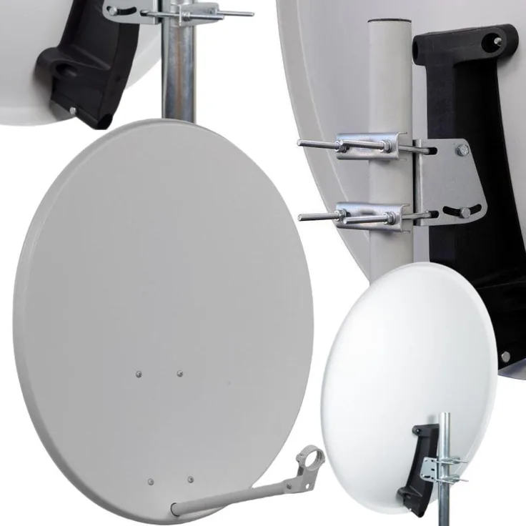 CORAB Offset-Satellitenantenne ASC-800M-J, 80 cm, HD- und 4K-fähig, verzinkter Stahl, hell