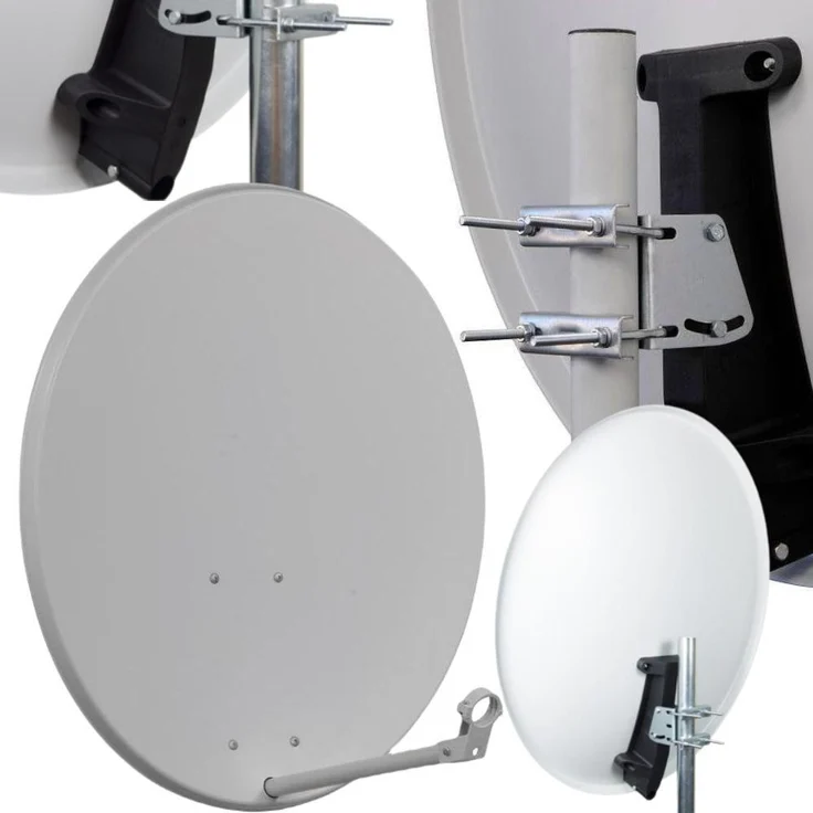 CORAB Offset-Satellitenantenne ASC-800M-J, 80 cm, HD- und 4K-fähig, verzinkter Stahl, hell