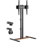 My Wall Mobiler TV Standfuß - HP121L, TV Ständer Rollbar, 34-55 Zoll, TV Ständer Höhenverstellbar, Neigbar, Fernsehständer mit Rollen, Schwarz/Nußbaum, TV Stand