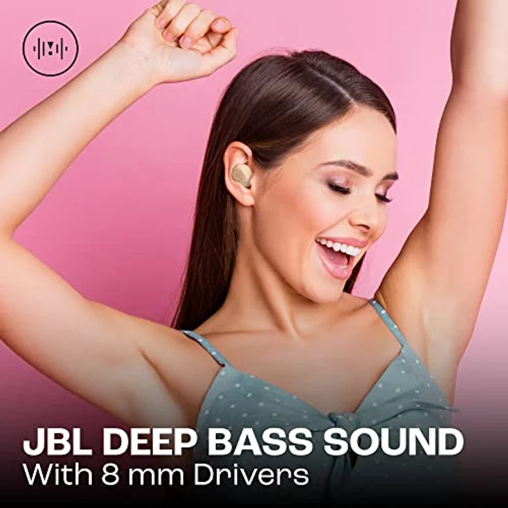JBL Wave Buds, Bluetooth In-Ear Headsets mit JBL Deep Bass, 32 Stunden Akkulaufzeit, beige – Bild 6