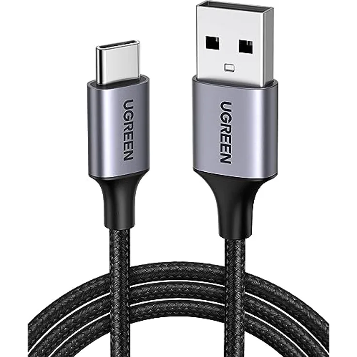 Ugreen US288 60128 USB-A/USB-C Kabel, QC 3.0, 3A, 2m, Grau, Hochgeschwindigkeits-Datenübertragung bis 480 Mbit/s