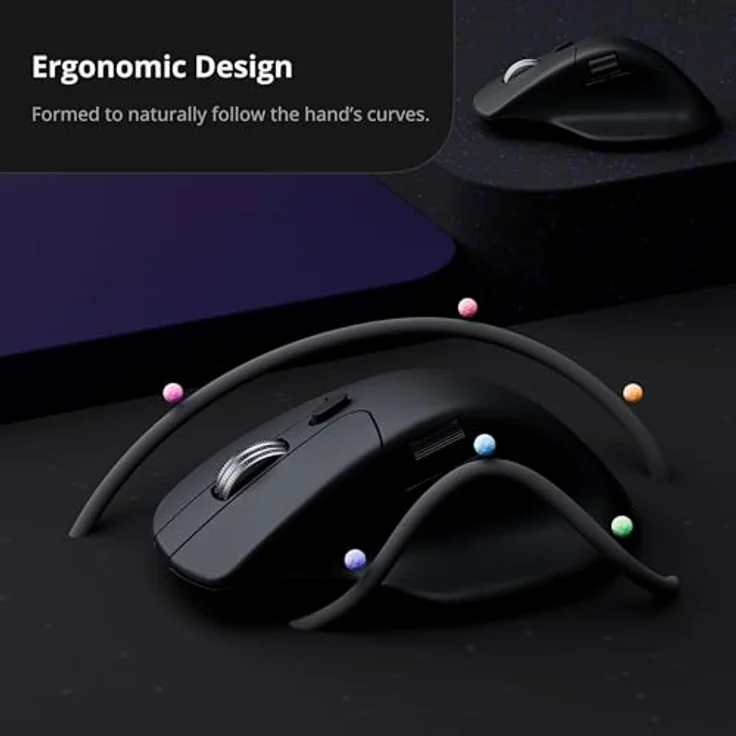KEYCHRON Keychron M6 8K, Kabellose Ultra Silent Maus mit ergonomischem Design, schwarz – Bild 6