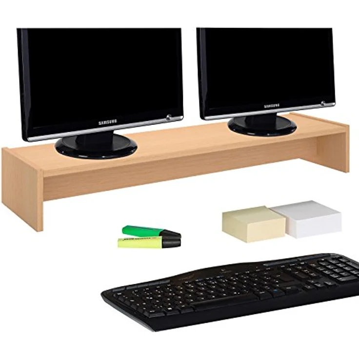 CARO-Möbel Monitorständer ZOOM, Bildschirmerhöhung für zwei Monitore, melaminharzbeschichtet, 100 cm, kratzfest und pflegeleicht – Bild 2