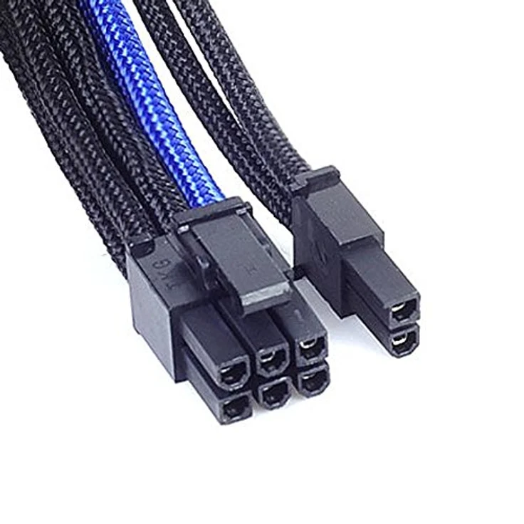 SilverStone SST-PP07-PCIBA - Netzteil-Verlängerungskabel 25cm 8pin auf PCI-E 6+2pin, schwarz-blau – Bild 4