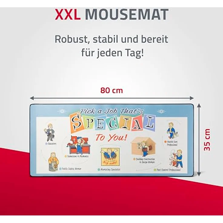 DEVplus Fallout XXL Mousepad Special (XXL), Mausmatte mit 80 x 35 cm, mehrfarbig, rutschfester Gummirückseite, official licensed by Bethesda – Bild 2