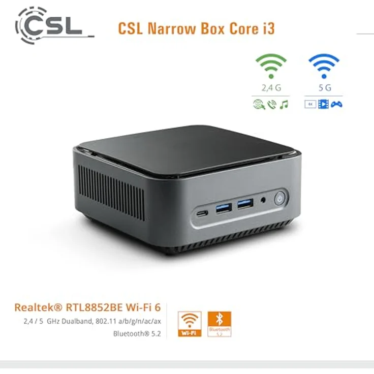CSL Narrow Box Core i3 Mini-PC, Intel® Core i3, 16 GB RAM, 500 GB SSD, schwarz, vorinstalliert mit Windows 11 – Bild 7