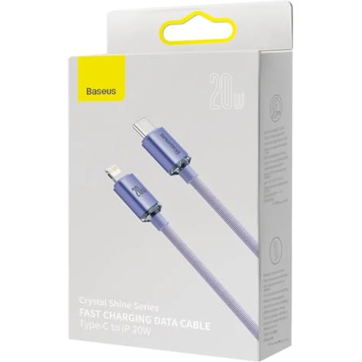 Baseus Crystal Shine, Lightning / USB-C Kabel 20W, 1,2m, schnelles Laden & Datenübertragung, Lavendel – Bild 7