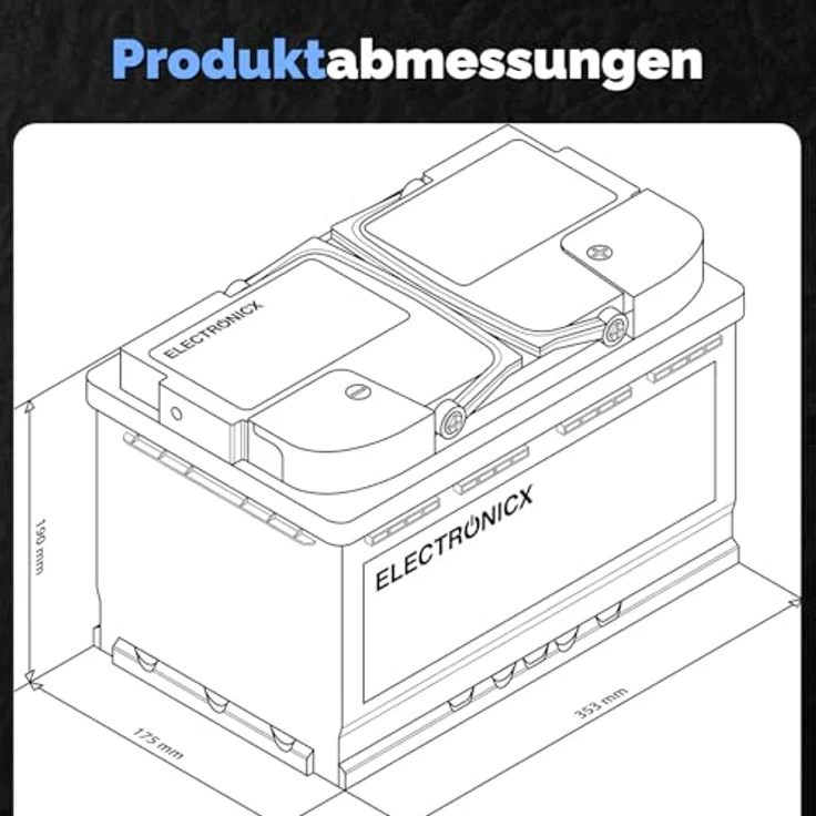 Electronicx AGM Autobatterie 95AH - 12V Starterbatterie für Start-Stop Systeme, wartungsfrei und hochleistungsfähig – Bild 8