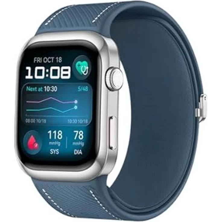 Huawei Watch D2, Smartwatch mit Gesundheitsfunktionen, silbernes Gehäuse und blauem Armband – Bild 2