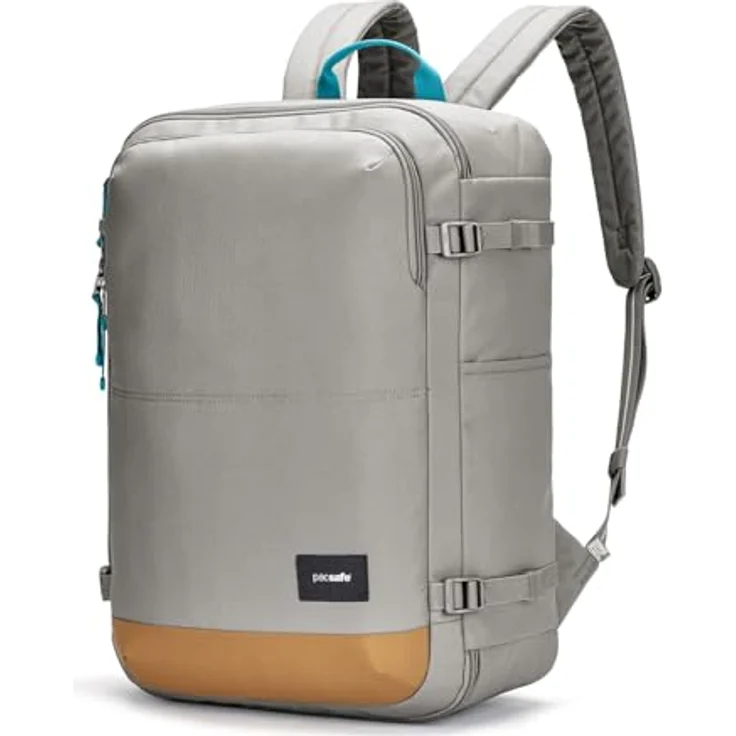 Pacsafe GO 34l, Notebook Rucksack aus recyceltem Polyester mit abschließbarem Hauptfach, Farbe Stone – Bild 3
