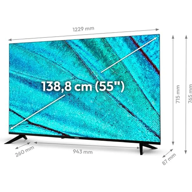 MEDION X15517 (MD 31642) 138,8 cm (55 Zoll) Fernseher (Smart-TV, 4K Ultra HD, HDR, VIDAA Store, Netflix, Prime Video, Disney+, DAZN, Paramount+, HbbTV, PVR, Bluetooth) in elegantem Schwarz – Bild 5