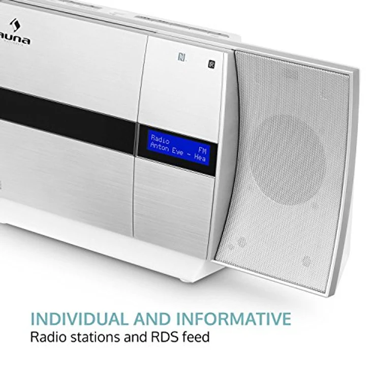 auna V-20 DAB Vertikal-Stereoanlage Bluetooth NFC CD USB MP3 DAB+ UKW RDS Silber – Bild 8