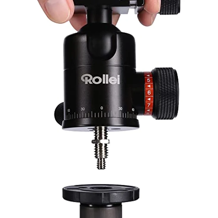Rollei Stativ Kugelkopf für C6i Stativ, professioneller 360 Grad Stativkopf mit Friktion, 12 KG Tragkraft und 3 Wasserwaagen.Inkl. Acra Swiss Schnellwechselplatte – Bild 4