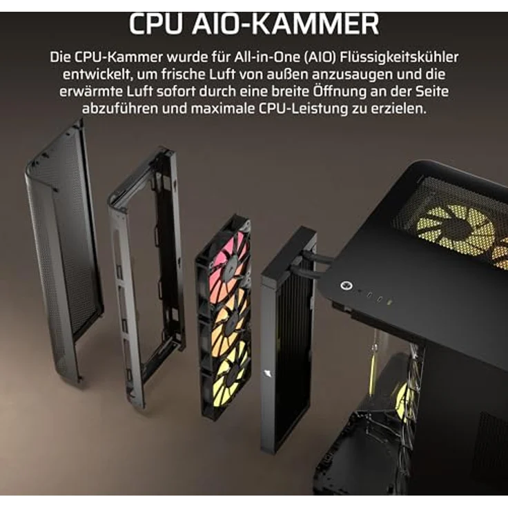 Corsair AIR 5400 RS-R ARGB PC-Gehäuse, Midi Tower mit Tempered Glass, 3x 120-mm-Lüfter und RGB, schwarz – Bild 6