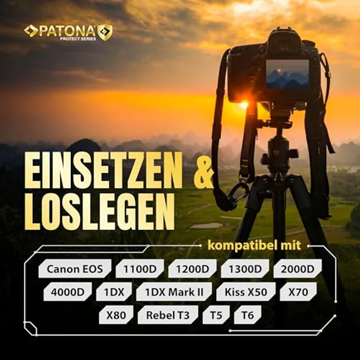 PATONA LP-E10 Protect Akku 1020mAh, kompatibel mit Canon EOS 1100D, 1200D, 1300D, 2000D, 4000D, feuerhemmendes Gehäuse und optimale Temperatursteuerung – Bild 3