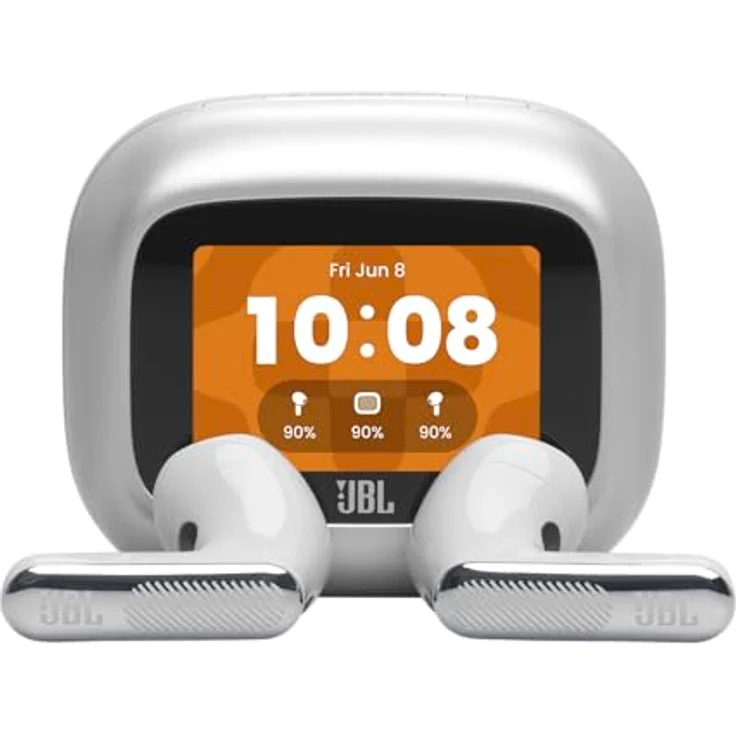 JBL Live Flex 4, Kabellose Noise-Cancelling-Ohrhörer mit Hi-Res Audio, Smart Charging Case, 50 Std. Akkulaufzeit, IP54 wasserdicht, Silber – Bild 1