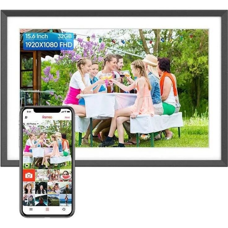 Arzopa P156W, Digitaler Bilderrahmen 15,6" mit 1920 x 1080 Pixel, 32 GB Speicher, Schwarz