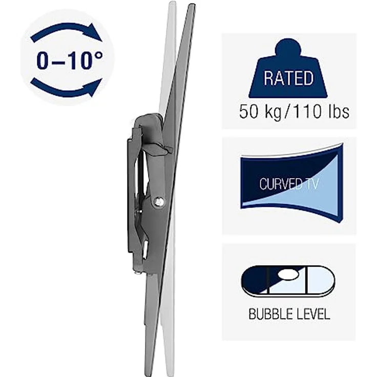 CAVO TV-Halterung neigbar, für Flach & Curved Fernseher & Monitor TV-Wandhalterung, 32-55 Zoll bis 50 kg, max. VESA 400x400 mm, pulverbeschichtet – Bild 3