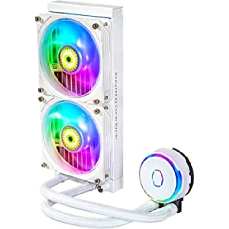 Cooler Master MasterLiquid PL240 Flux CPU-Kühler - AIO Wasserkühlung mit 2 x 120mm Lüfter, 240mm Kühler inkl. ARGB-Controller (2te Generation) - AMD- und Intel-kompatibel, weiß – Bild 4
